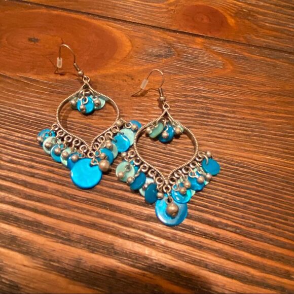 Blue Dangle Earrings - 2.5 inches - Picture 3 of 3